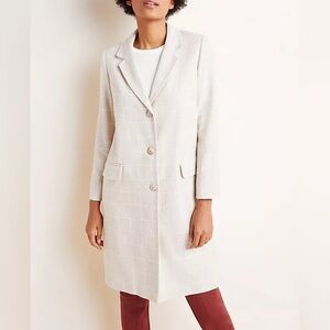 Anthropologie Helene Berman Wool Blend Windowpane Coat Sz Small